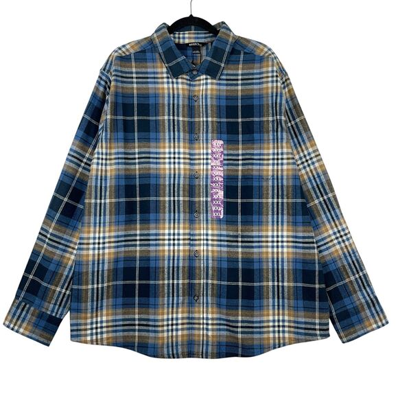 Eddie Bauer Other - Eddie Bauer Men’s Flannel Shirt XXL Blue Brown Plaid Long Sleeve Button-Up NWT